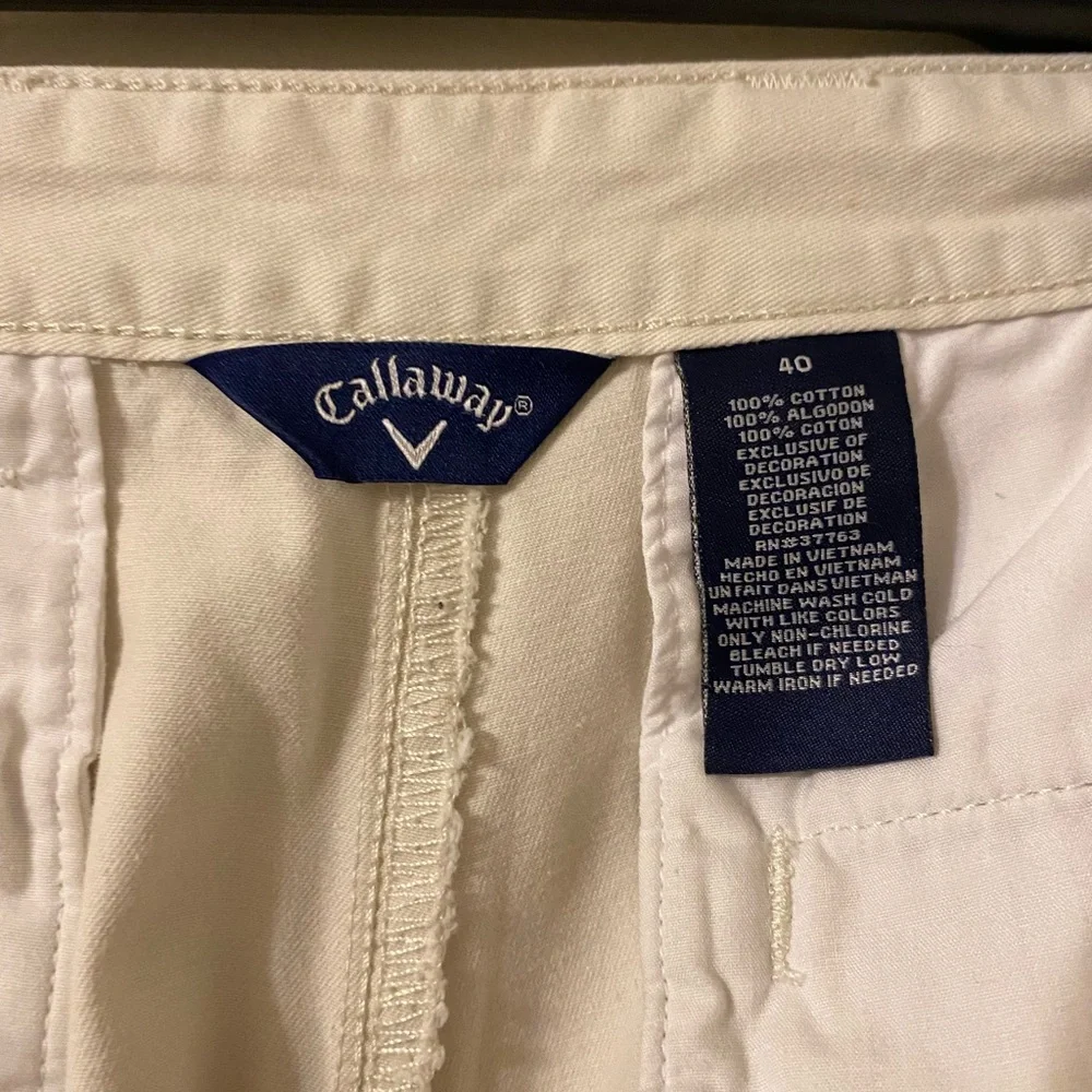 Mens Callaway White‎ Chino Khaki Golf Shorts 4-Pocket Size 40 Waist